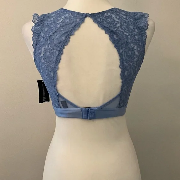 INC International Concepts Lace Trim Blue Bralette - Picture 4 of 9